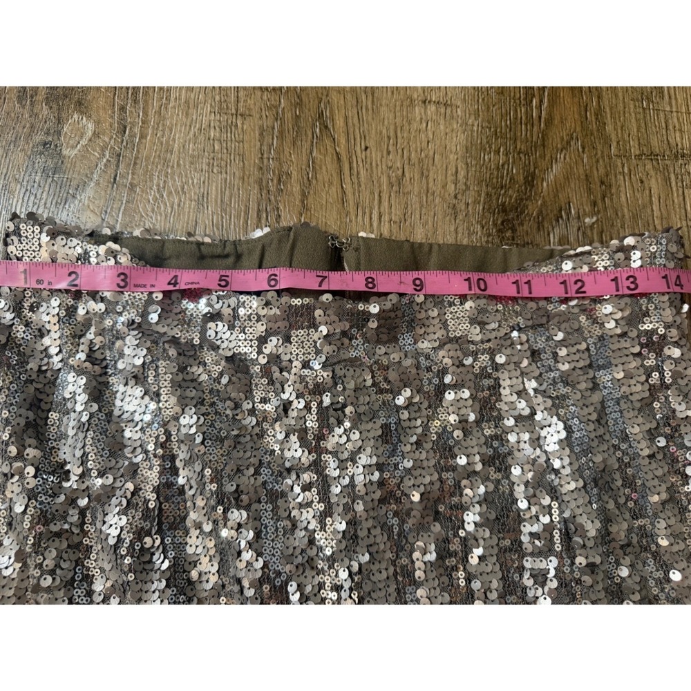 VICI Silver Sequin Wide Leg Pants High Rise Party Trousers Medium - Picture 5 of 9